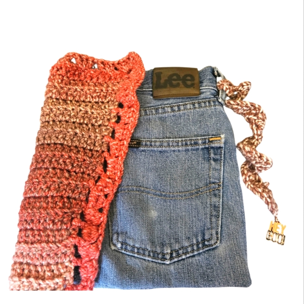 Handmade Halloween Upcycled Jean Crochet Crossbody Bag  Eco-Friendly Fall Purse - Picture 5 of 17